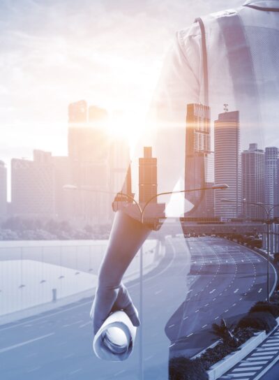 Future building construction engineering project. Architectural Design